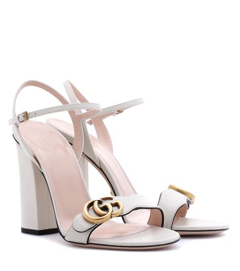 gucci sandal heels white|gucci marmont open toe sandals.